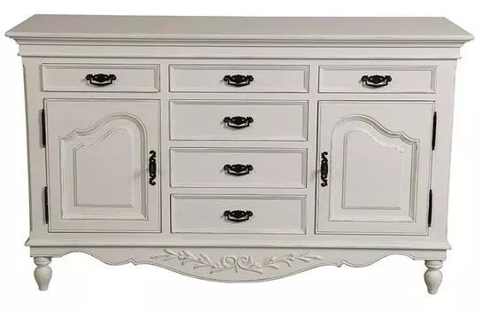 Комод двухдверный на шесть ящиков марсель (инлавка) белый 154x95x42 см.