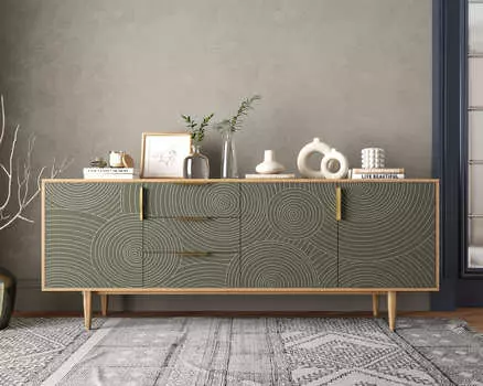 Комод line удлиненный r25/browngrey (etg-home) серый 184x74x40 см.