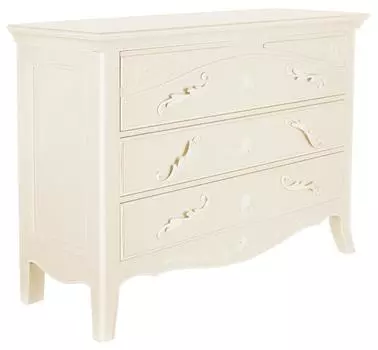 Комод малый на три ящика авиньон (инлавка) белый 106x82x42 см.
