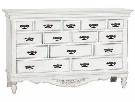 Комод на четырнадцать ящиков марсель (инлавка) белый 144x92x50 см.