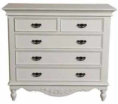 Комод на пять ящиков марсель (инлавка) белый 105x115x50 см.