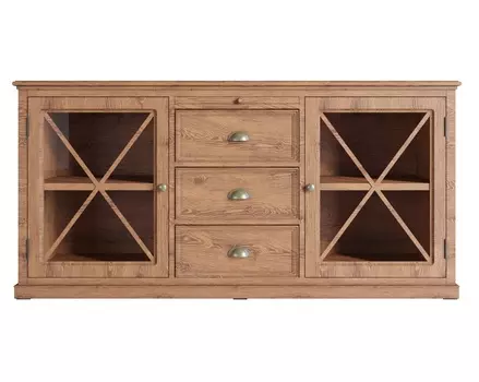 Комод palermo natural с дверками (etg-home) коричневый 163x79x47 см.