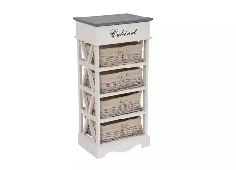 Комод с четырьмя корзинами (ecodesign) белый 38.0x80.0x28.0 см.