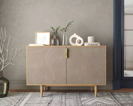 Комод с двумя дверками line r18/beige (etg-home) серый 124x84x50 см.