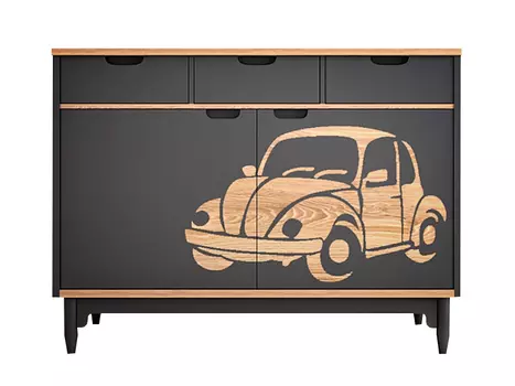 Комод с машиной travel (etg-home) серый 130x90x45 см.