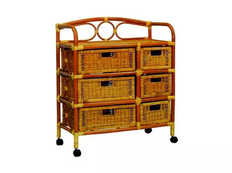 Комод с плетеными ящиками (ecogarden) коричневый 75x88x37 см.