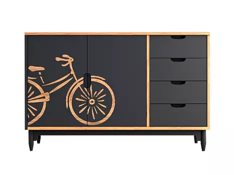 Комод с велосипедом travel (etg-home) серый 160x100x45 см.