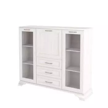 Комод с витриной sofia (софия) белый 153x130x44 см.