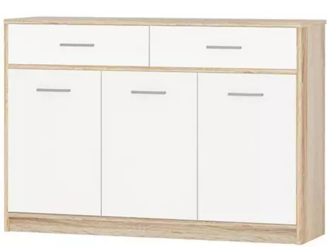 Комод «стелс» дуб сонома/белый (империал) бежевый 124x85x35 см.