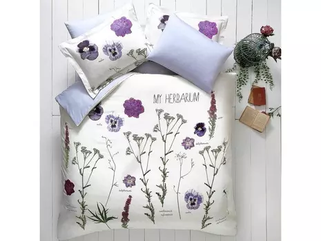 Комплект белья my herbarium (полуторный) (myfurnish) фиолетовый 220.0x160.0 см.