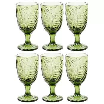 Комплект бокалов «эльза» (6 штук, зеленый опал) (object desire) зеленый 8x16x8 см.
