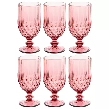 Комплект бокалов «кинг» (6 штук, рубин) (object desire) розовый 8x16x8 см.