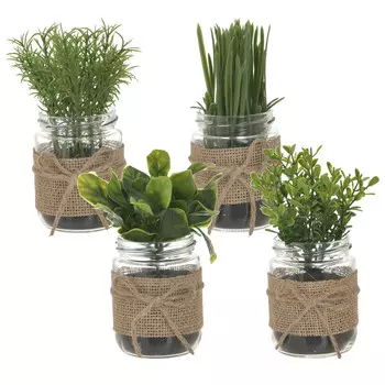 Комплект искусственных цветков в кашпо matter (4 шт) (to4rooms) зеленый 17 см.