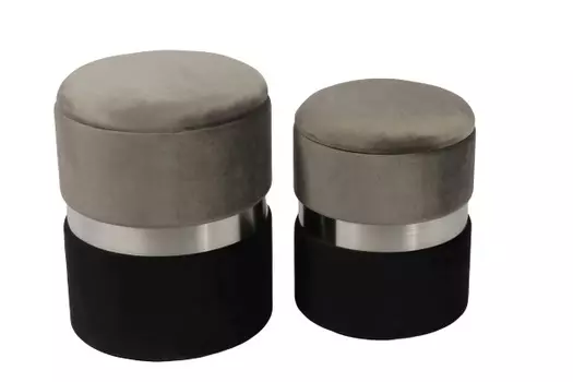 Комплект из 2-х пуфиков new-york (my interno) серебристый 36x44x36 см.