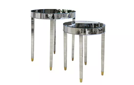 Комплект из двух столов (garda decor) серебристый 76 см.