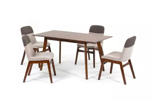 Комплект обеденный (стол раздвижной sandakan + 4 кресла bangi) (ecodesign) коричневый 120.0x75.0x75.0 см.