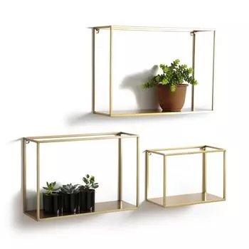 Комплект полок hiba (3 шт) (laredoute) золотой 40x28x12 см.
