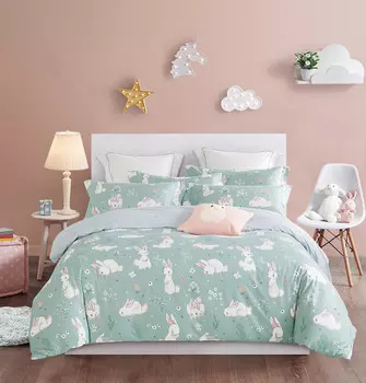 Комплект постельного белья (полутороспальный) (asabella) бирюзовый 145x205 см.