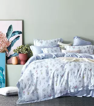 Комплект постельного белья (полутороспальный) (asabella) голубой 160x220 см.