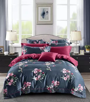 Комплект постельного белья (полутороспальный) (asabella) синий 160x220 см.