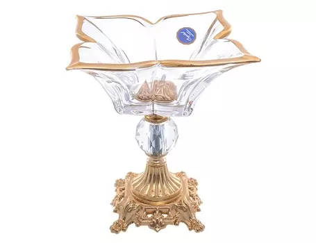 Конфетница на ножке bohemia gold florale (bohemia gold) прозрачный 20 см.