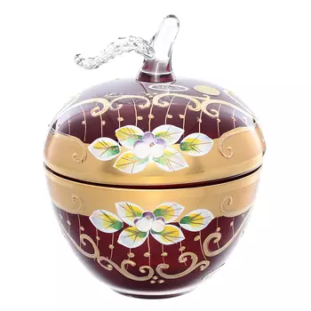 Конфетница с крышкой лепка красная (star crystal) красный 15 см.