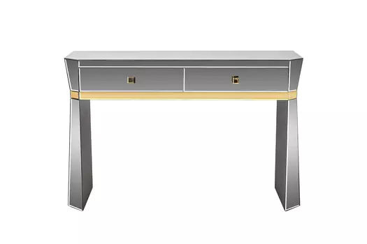 Консоль 2 ящика с золотистой отделкой (garda decor) серый 120x79x42 см.