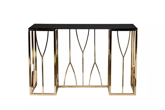 Консоль черное стекло/золото (garda decor) золотой 120x78x40 см.