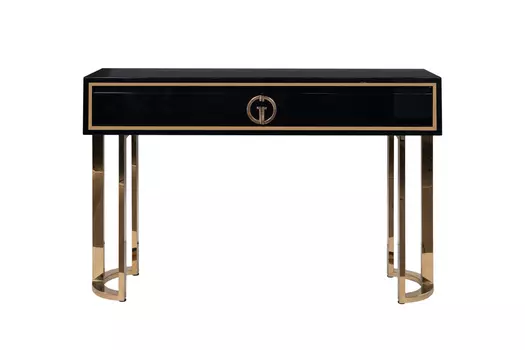 Консоль garda decor черный лак/золото (garda decor) черный 120x78x30 см.