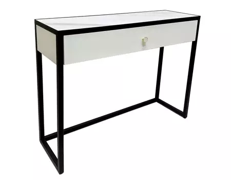 Консоль с мраморной столешницей и ящиком (for miss) черный 31.0x80.0x101.0 см.