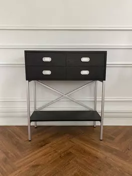 Консоль с ящиками и полкой на серебряном основании (for miss) черный 72x85x32 см.