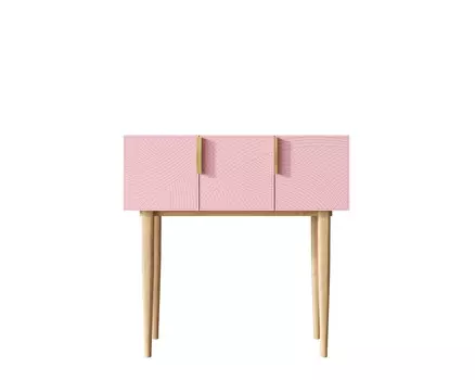 Консоль с тремя дверками line (etg-home) розовый 90x90x40 см.