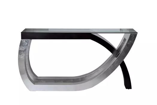 Консоль со стеклом (garda decor) серебристый 152x76x41 см.