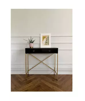 Консоль со светлой столешницей и двумя ящиками (for miss) черный 80x80x30 см.