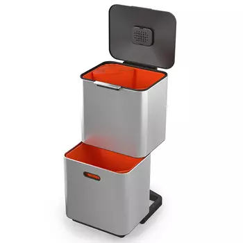 Контейнер для хранения мусора с двумя баками totem max 60 л (joseph joseph) серебристый 39x81x36 см.
