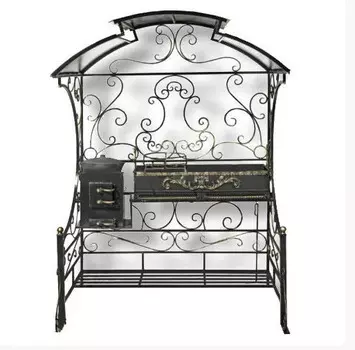 Кованый мангальный комплекс uyut premium (bigarden) черный 105x155x220 см.