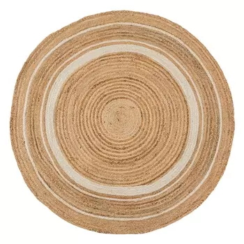 Ковер из джута круглый с вставками 150 см (tkano) бежевый