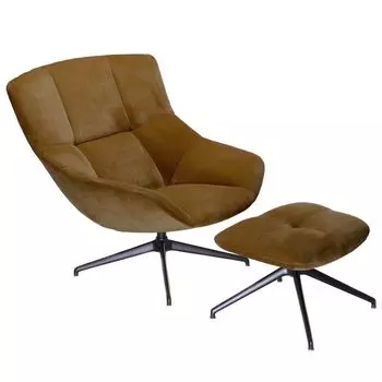 Кресло-реклайнер island swivel tilt с пуфом (kebe) коричневый 93x96x98 см.