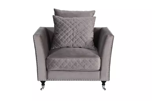 Кресло велюровое серое sorrento (garda decor) серый 101x88x98 см.