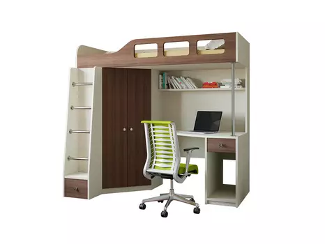 Кровать-чердак астра 7 дуб молочный/шамони (рв-мебель) коричневый 198.2x114x186 см.