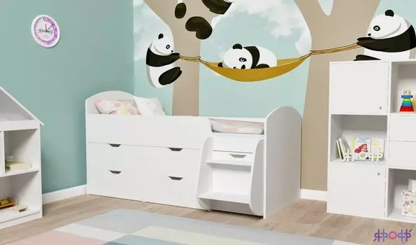 Кровать чердак «малыш 7» (ярофф) розовый 163x88x73 см.