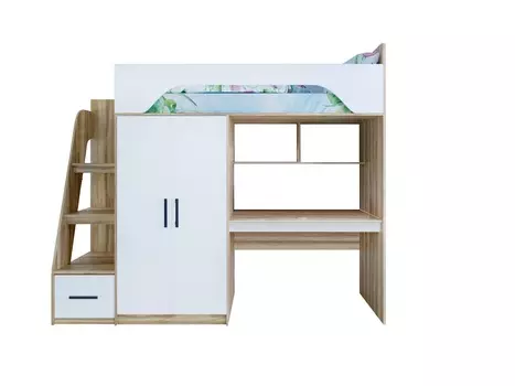 Кровать-чердак «тея» (ярофф) белый 2382x1850x832 см.