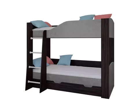 Кровать двухъярусная астра 2 венге/железный камень (рв-мебель) серый 193.4x110x150.5 см.