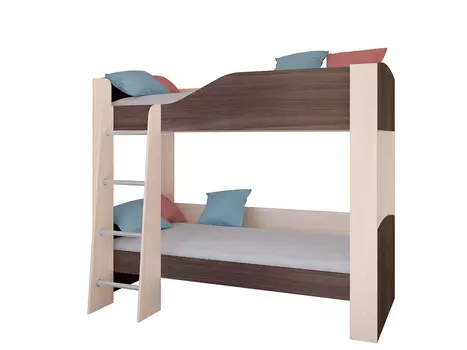 Кровать двухъярусная астра 2е без ящика дуб молочный/шамони (рв-мебель) коричневый 193.4x110x150.5 см.