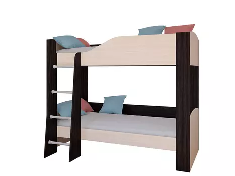 Кровать двухъярусная астра 2е без ящика венге/дуб молочный (рв-мебель) бежевый 193.4x110x150.5 см.