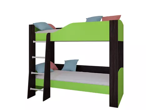 Кровать двухъярусная астра 2е без ящика венге/салатовый (рв-мебель) зеленый 193.4x110x150.5 см.
