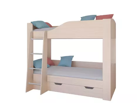 Кровать двухъярусная астра 2 дуб молочный (рв-мебель) бежевый 193.4x110x150.5 см.