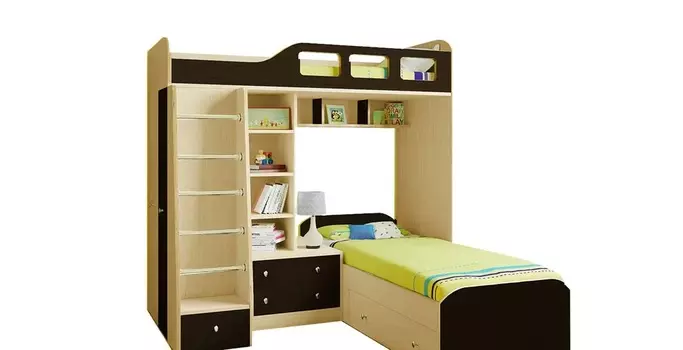 Кровать двухъярусная астра 4 дуб молочный/венге (рв-мебель) коричневый 198.2x198.2x187 см.