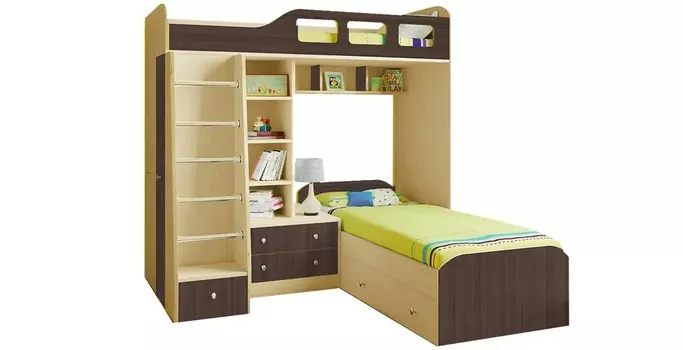 Кровать двухъярусная астра 4 дуб молочный/шамони (рв-мебель) коричневый 198.2x198.2x187 см.