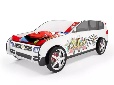 Кровать-машина карлсон джип туарег (с объемными колесами) (magic cars) белый 94x75x184 см.